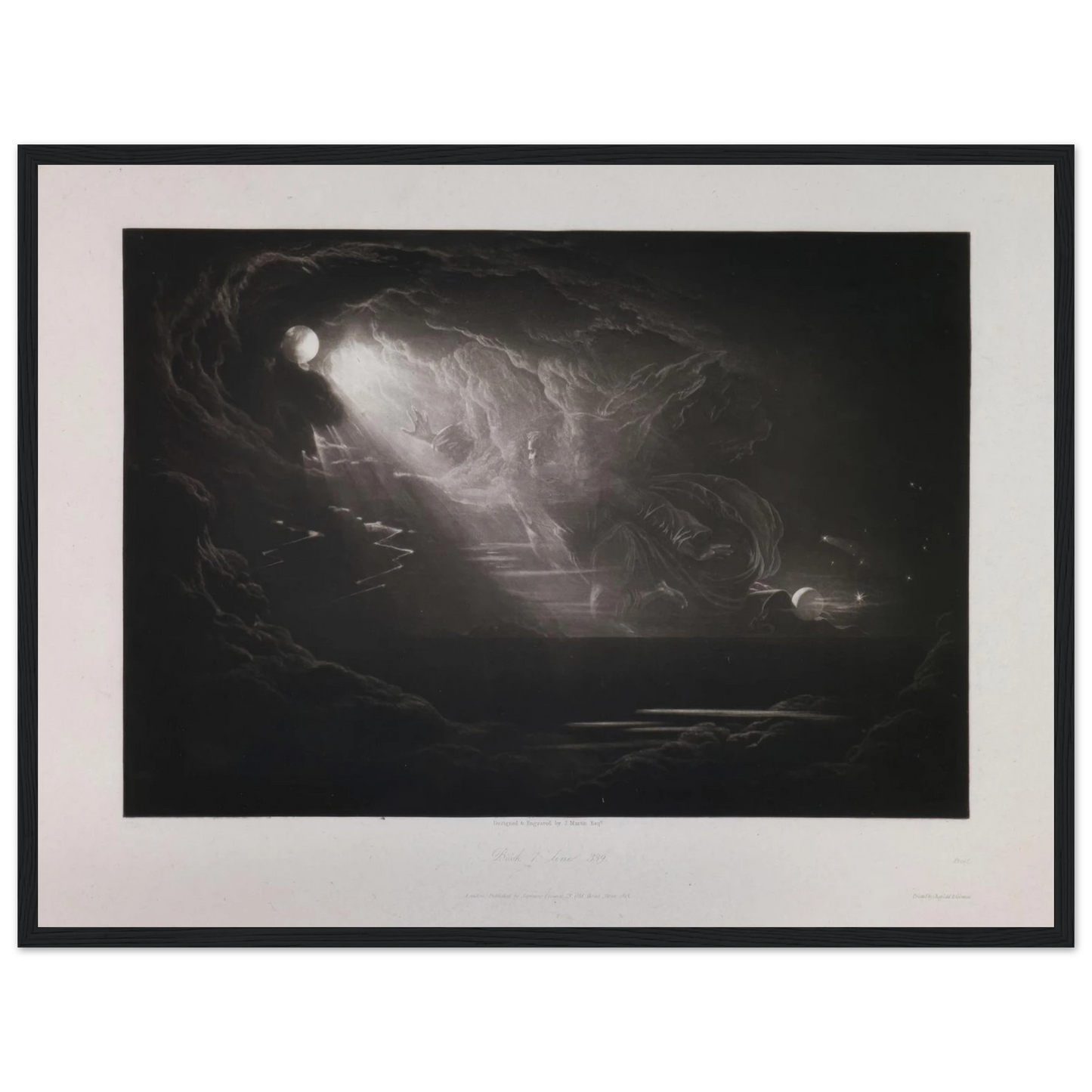 Creation of Light (Book 7, Line 339) (1824–1827) Art Print | John Martin - Framed Poster - 30x40 cm / 12x16″ - Black frame