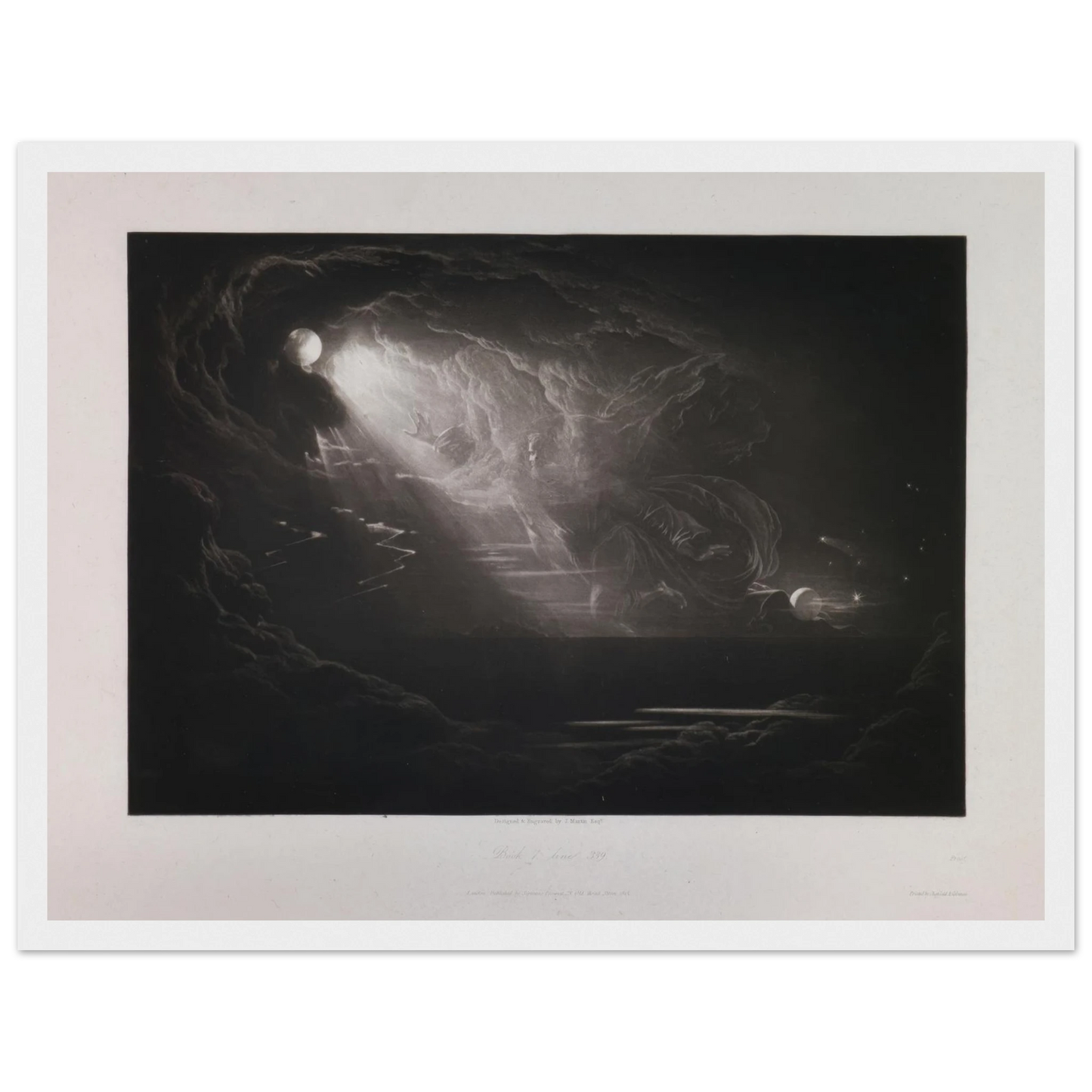 Creation of Light (Book 7, Line 339) (1824–1827) Art Print | John Martin - Framed Poster - 30x40 cm / 12x16″ - Black frame