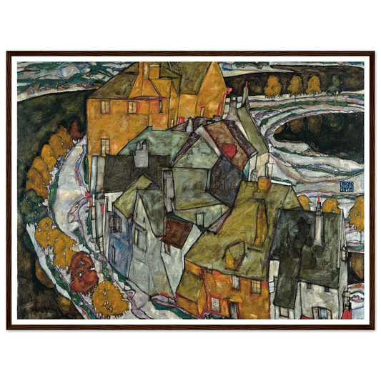Crescent of Houses II (1915) Art Print | Egon Schiele - Framed Poster - 30x40 cm / 12x16″ - Black frame