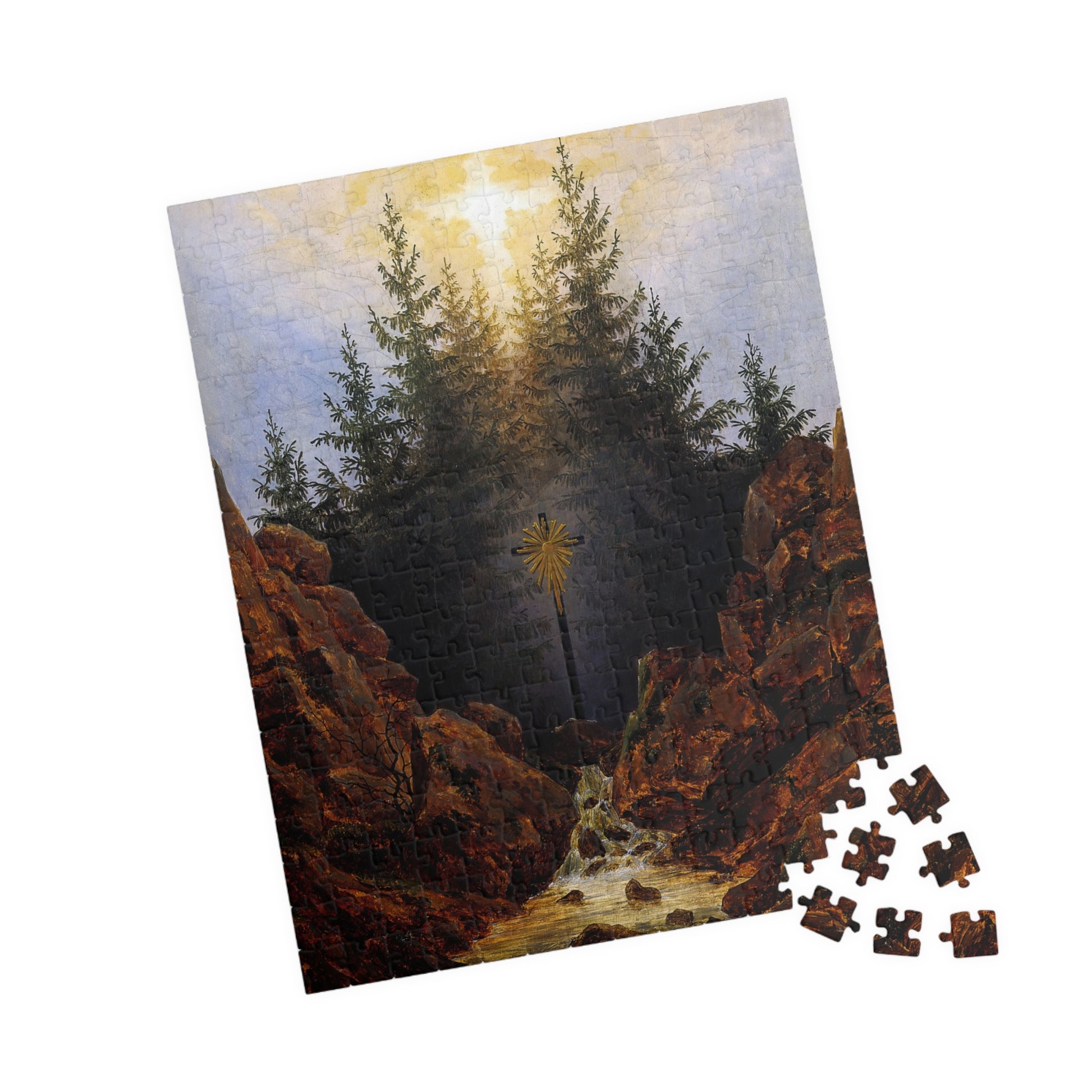 Croix dans la Forêt Huile sur toile Puzzle | Caspar David Friedrich - - 252 pcs (Vertical) - 