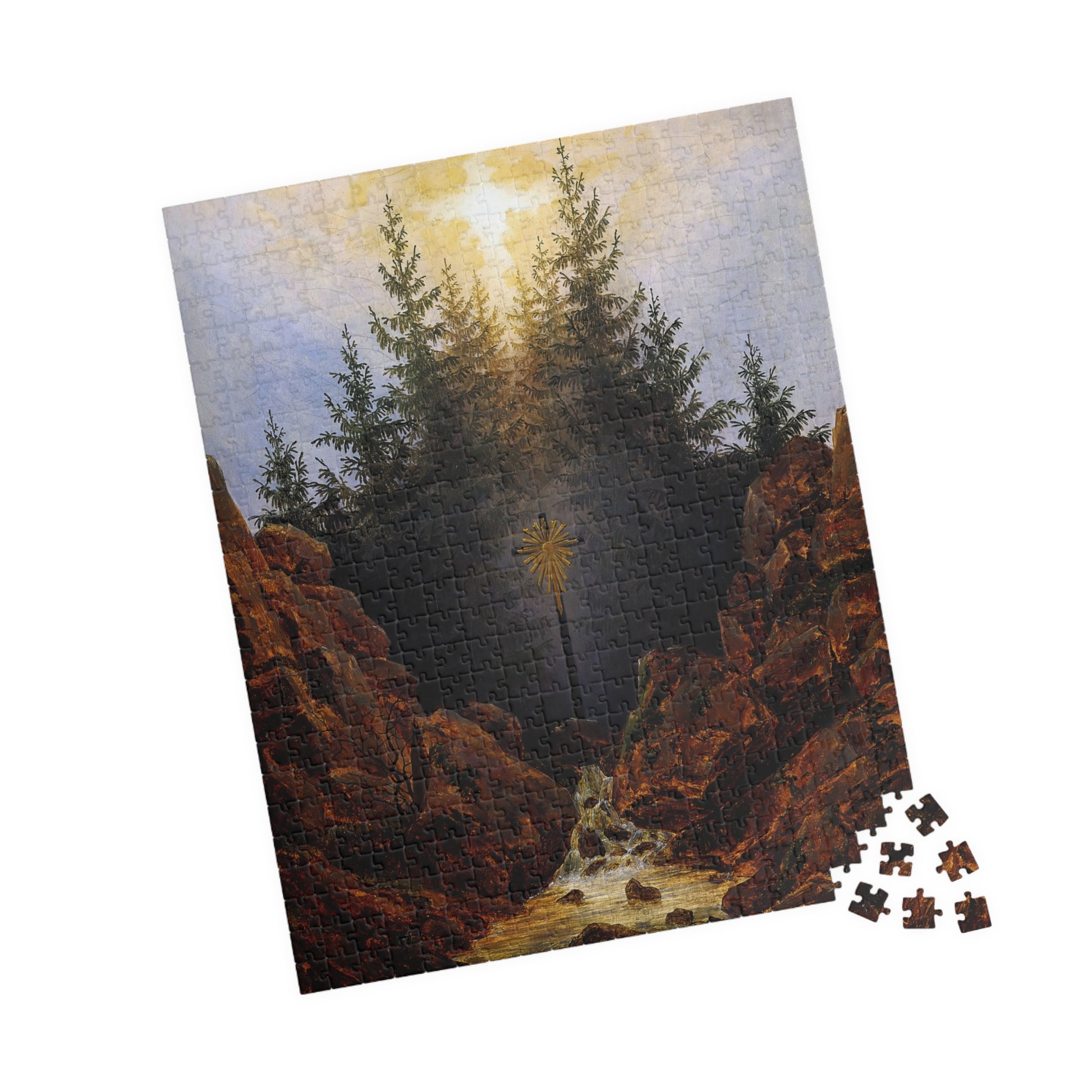Croix dans la Forêt Huile sur toile Puzzle | Caspar David Friedrich - - 252 pcs (Vertical) - 
