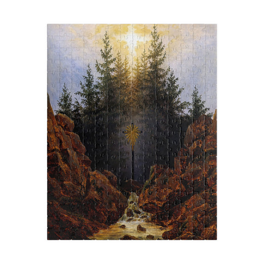Croix dans la Forêt Huile sur toile Puzzle | Caspar David Friedrich - - 252 pcs (Vertical) - 