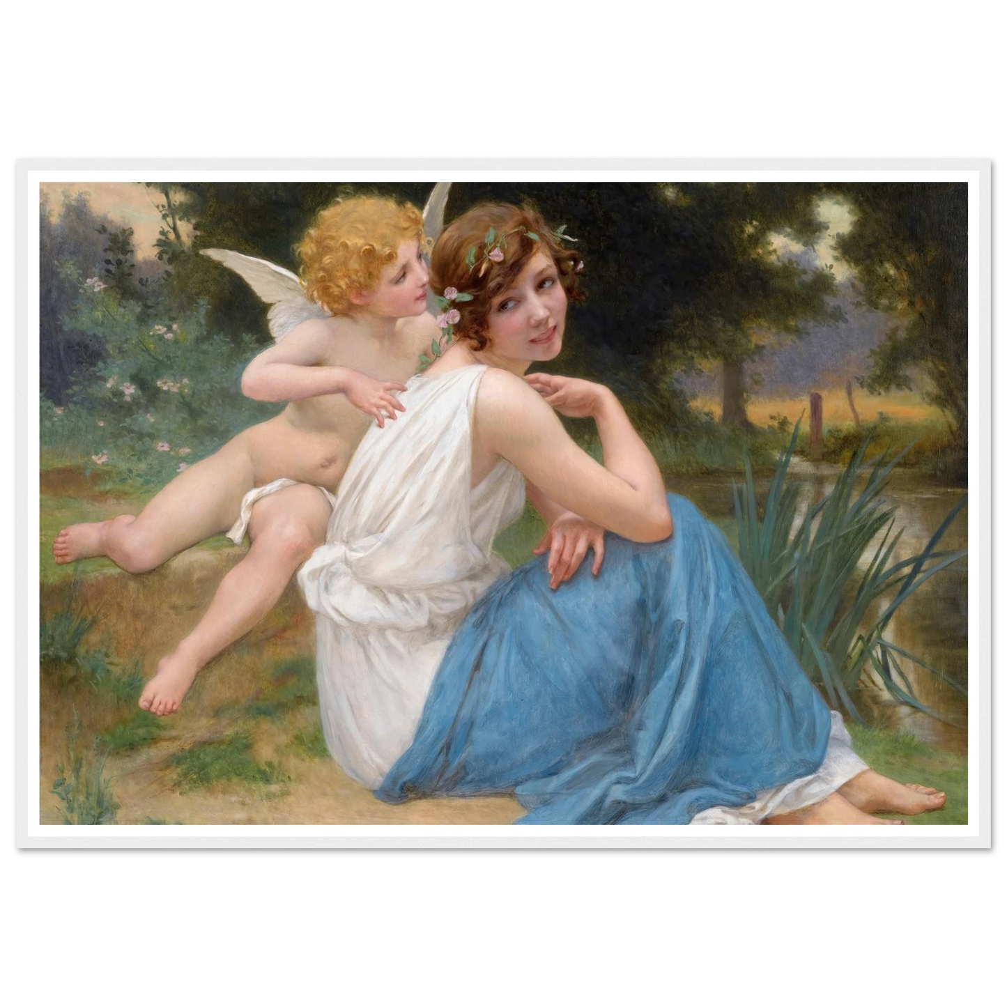 Cupid and Psyche Art Print | Guillaume Seignac - Framed Poster - 30x40 cm / 12x16″ - Black frame