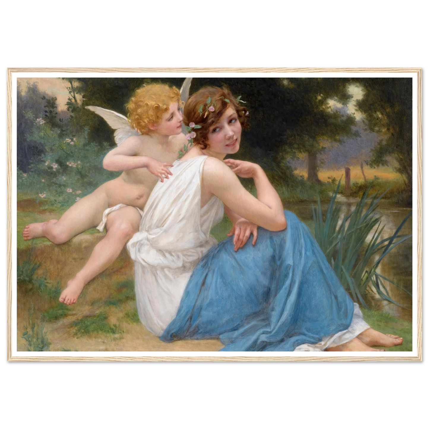 Cupid and Psyche Art Print | Guillaume Seignac - Framed Poster - 30x40 cm / 12x16″ - Black frame