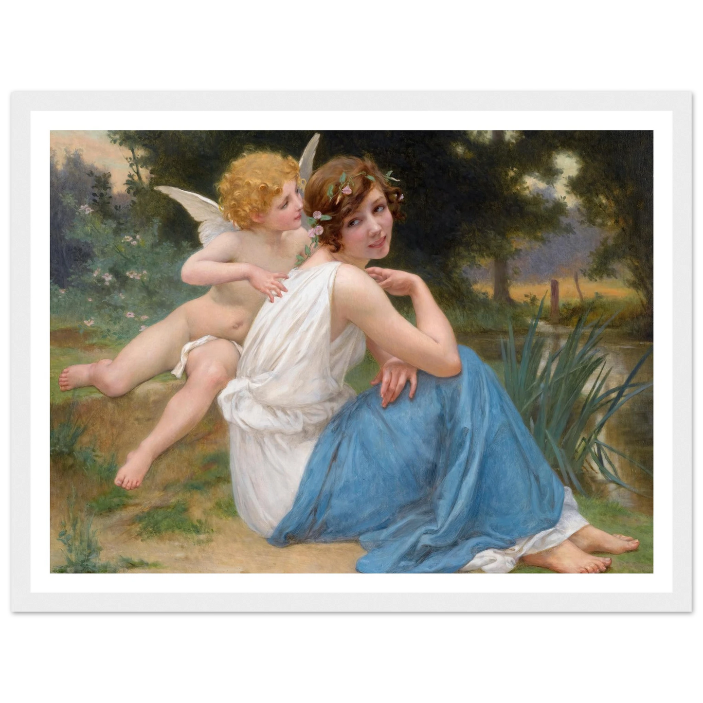 Cupid and Psyche Art Print | Guillaume Seignac - Framed Poster - 30x40 cm / 12x16″ - Black frame