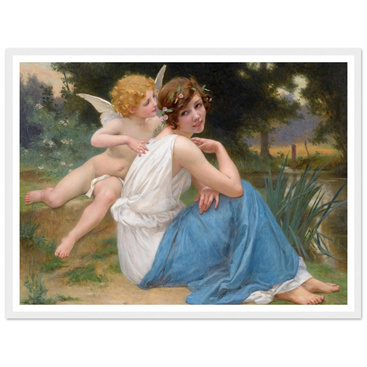 Cupid and Psyche Art Print | Guillaume Seignac - Framed Poster - 30x40 cm / 12x16″ - Black frame