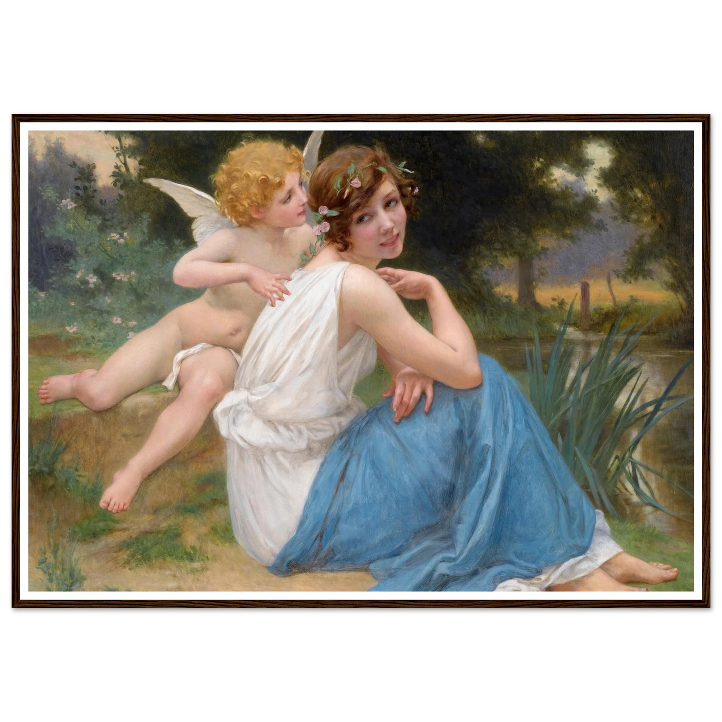 Cupid and Psyche Art Print | Guillaume Seignac - Framed Poster - 30x40 cm / 12x16″ - Black frame