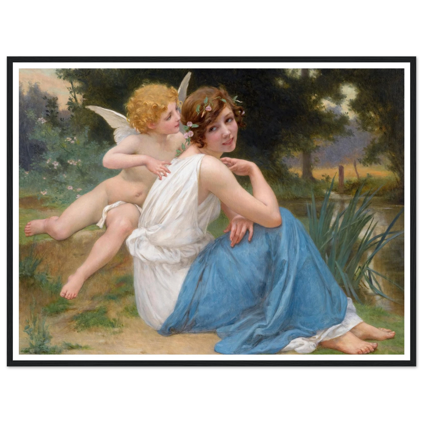 Cupid and Psyche Art Print | Guillaume Seignac - Framed Poster - 30x40 cm / 12x16″ - Black frame