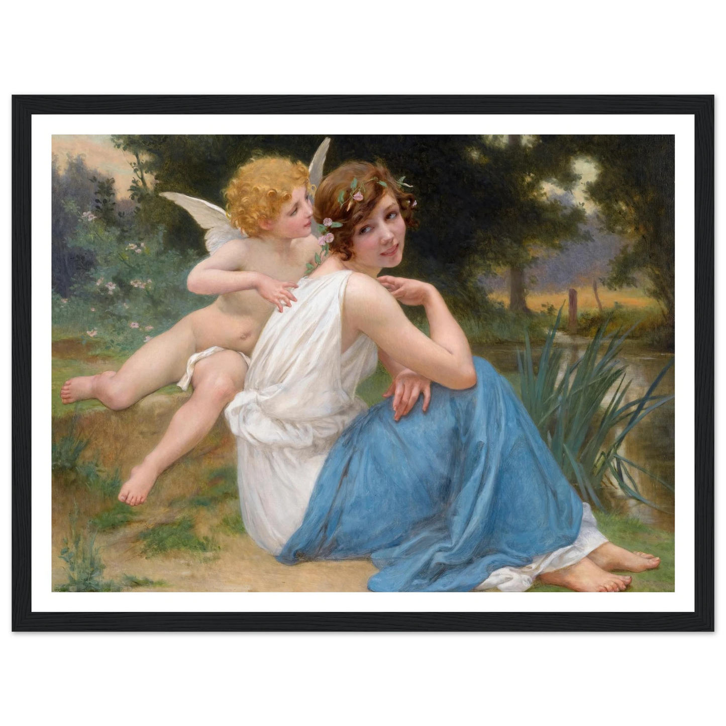 Cupid and Psyche Art Print | Guillaume Seignac - Framed Poster - 30x40 cm / 12x16″ - Black frame