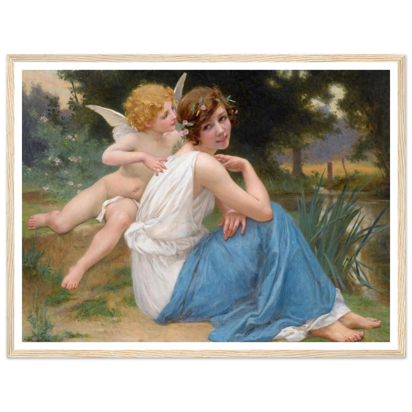 Cupid and Psyche Art Print | Guillaume Seignac - Framed Poster - 30x40 cm / 12x16″ - Black frame