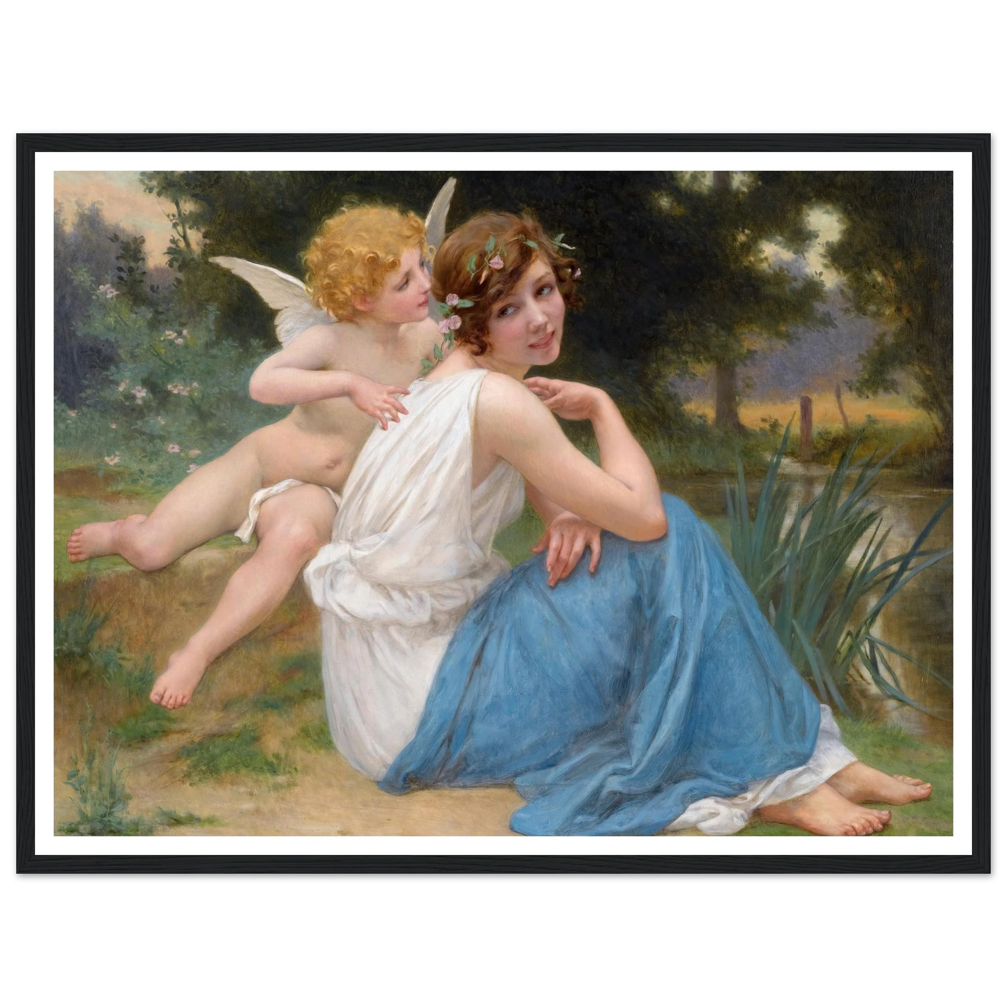 Cupid and Psyche Art Print | Guillaume Seignac - Framed Poster - 30x40 cm / 12x16″ - Black frame