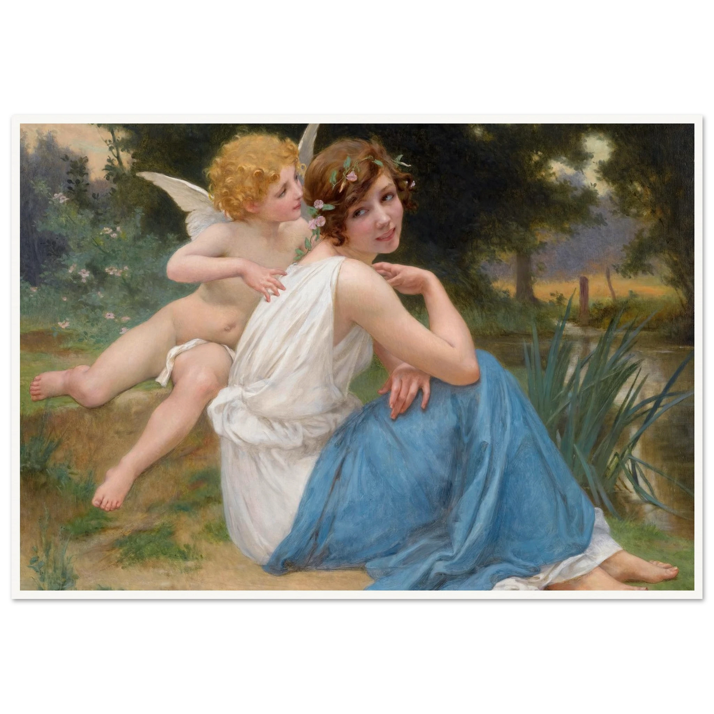 Cupid and Psyche Art Print | Guillaume Seignac - Framed Poster - 30x40 cm / 12x16″ - Black frame
