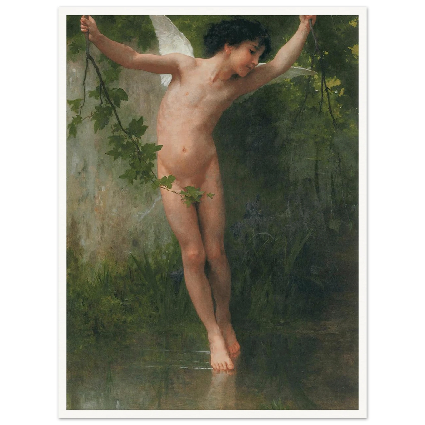 Cupid flying over water (1900) Art Print | William Bouguereau - Framed Poster - 30x40 cm / 12x16″ - Black frame