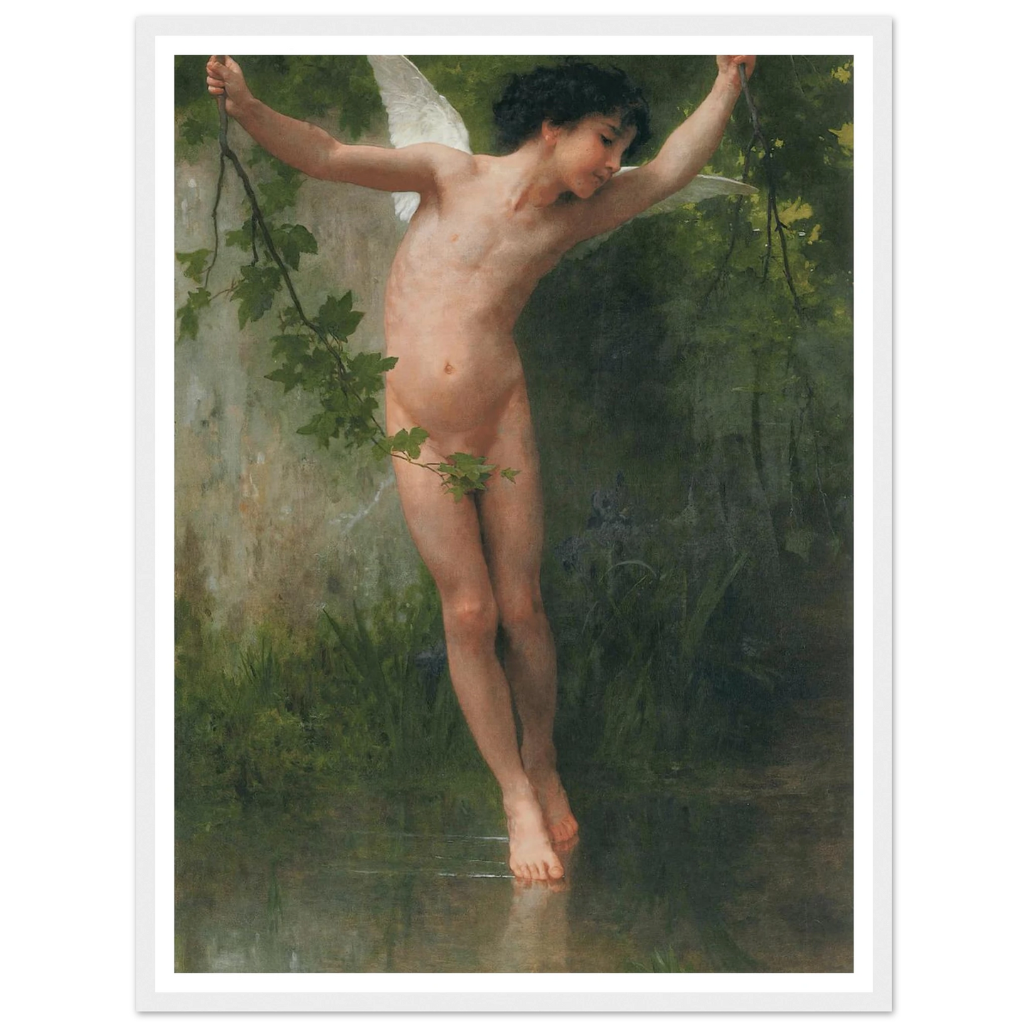 Cupid flying over water (1900) Art Print | William Bouguereau - Framed Poster - 30x40 cm / 12x16″ - Black frame