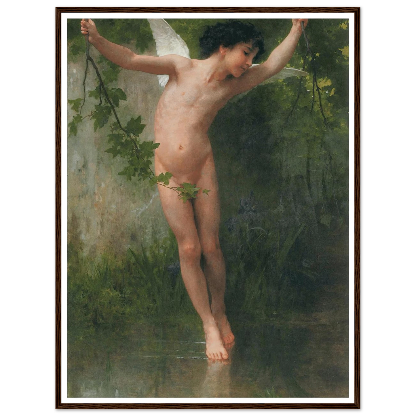 Cupid flying over water (1900) Art Print | William Bouguereau - Framed Poster - 30x40 cm / 12x16″ - Black frame