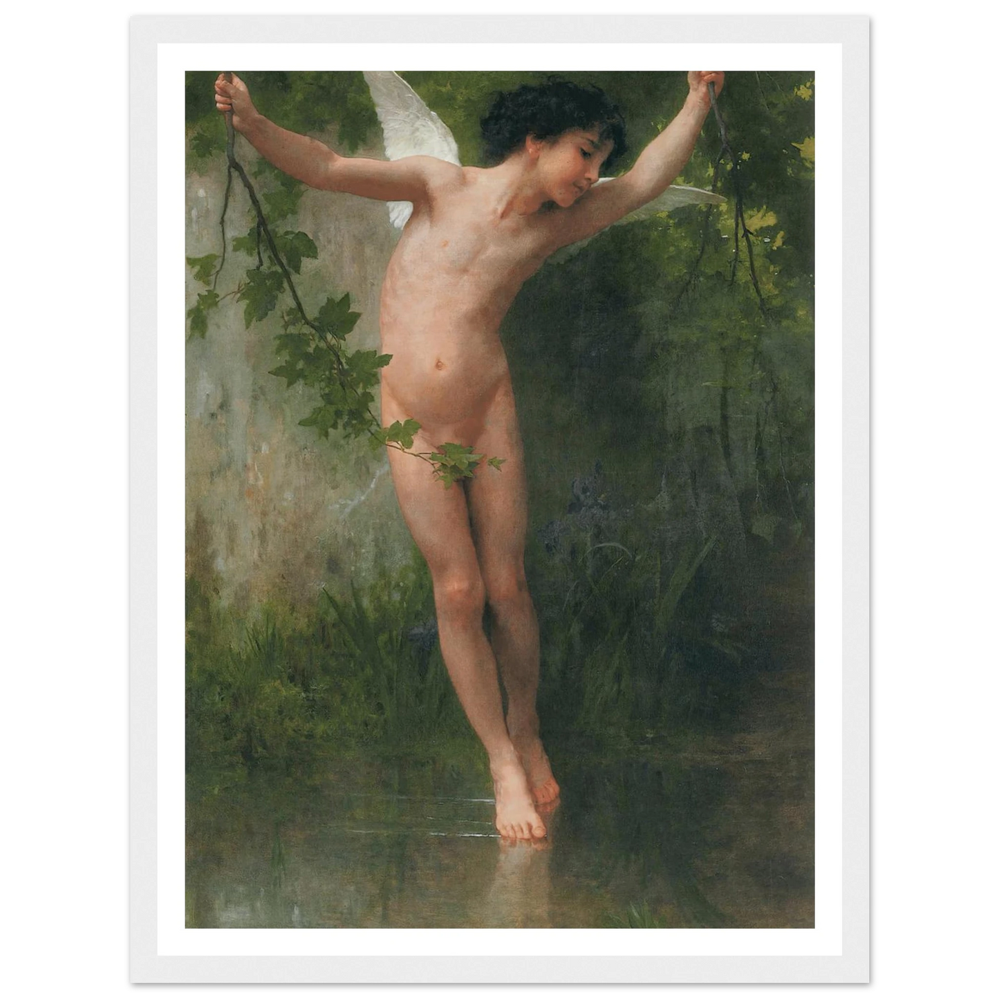 Cupid flying over water (1900) Art Print | William Bouguereau - Framed Poster - 30x40 cm / 12x16″ - Black frame