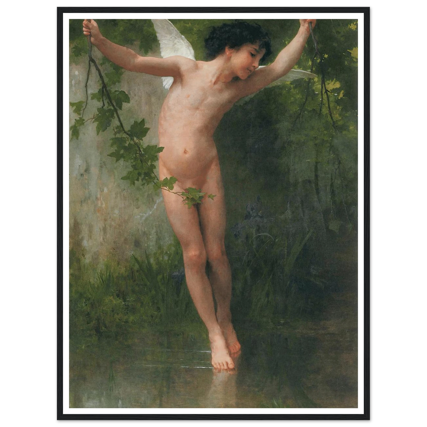 Cupid flying over water (1900) Art Print | William Bouguereau - Framed Poster - 30x40 cm / 12x16″ - Black frame