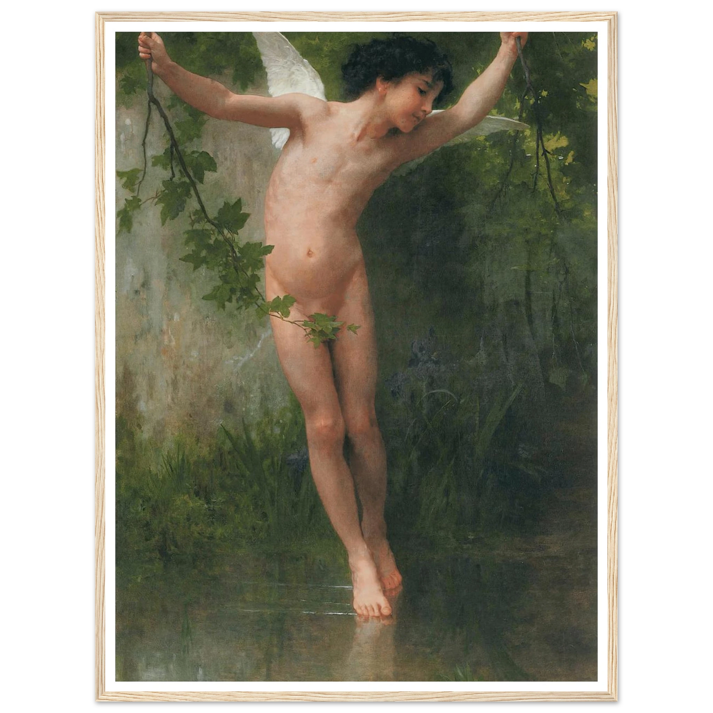 Cupid flying over water (1900) Art Print | William Bouguereau - Framed Poster - 30x40 cm / 12x16″ - Black frame
