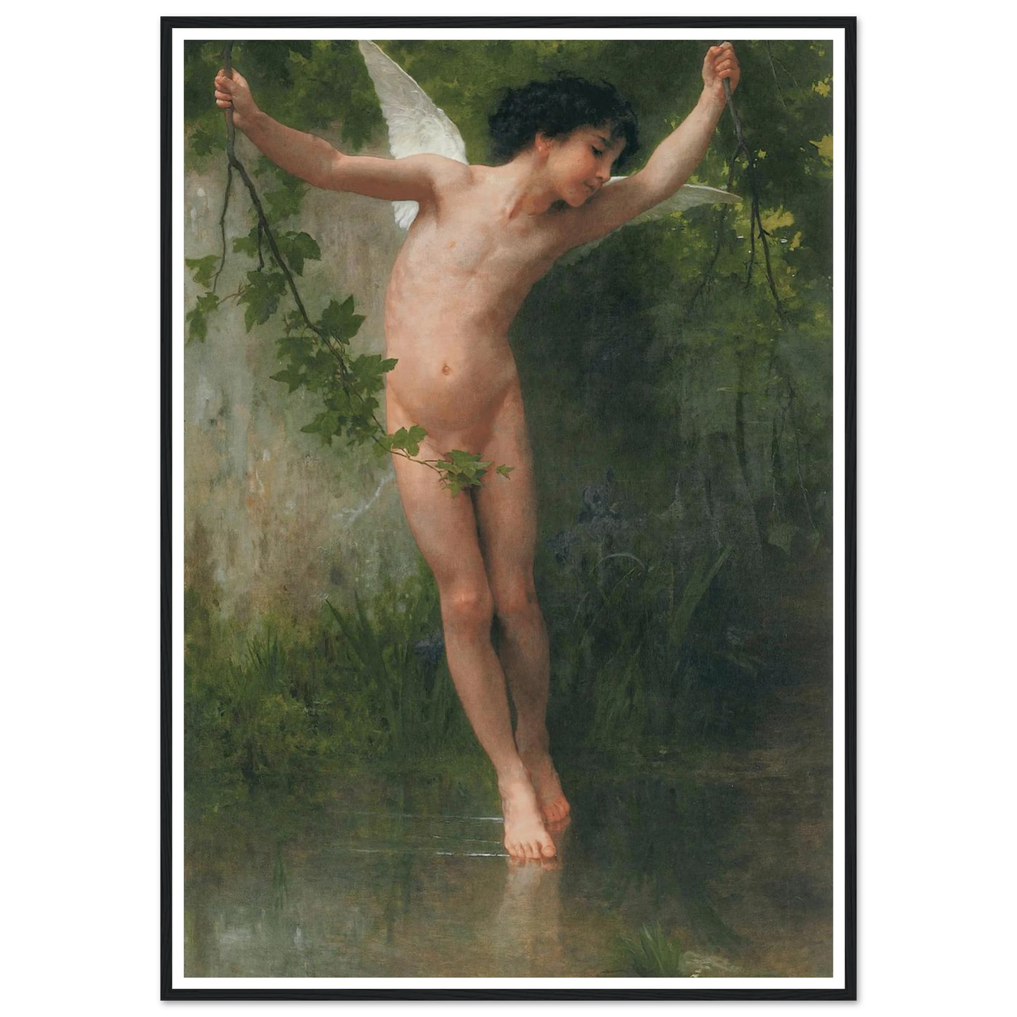Cupid flying over water (1900) Art Print | William Bouguereau - Framed Poster - 30x40 cm / 12x16″ - Black frame