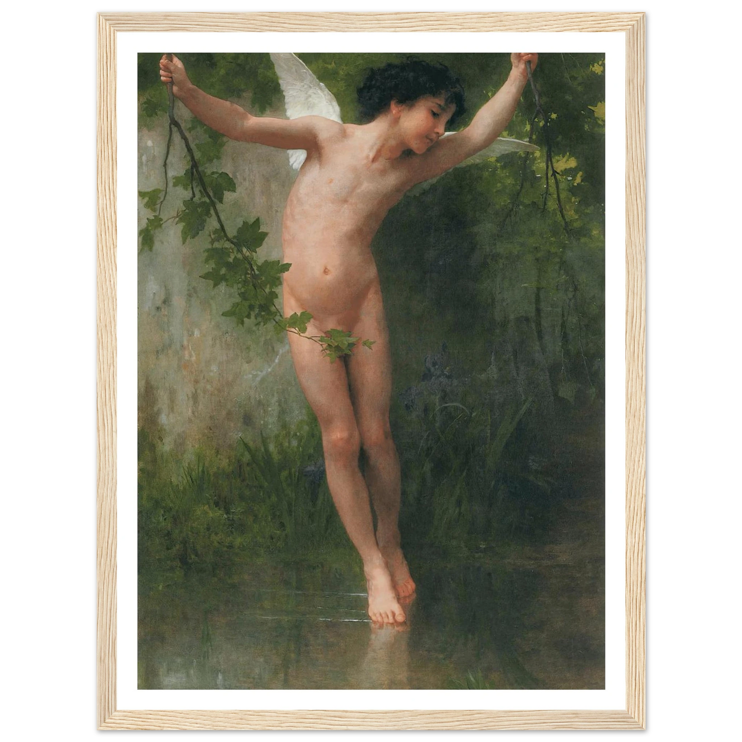 Cupid flying over water (1900) Art Print | William Bouguereau - Framed Poster - 30x40 cm / 12x16″ - Black frame