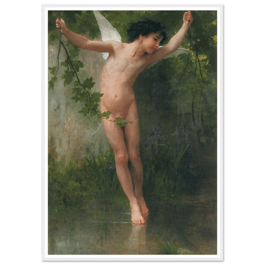 Cupid flying over water (1900) Art Print | William Bouguereau - Framed Poster - 30x40 cm / 12x16″ - Black frame