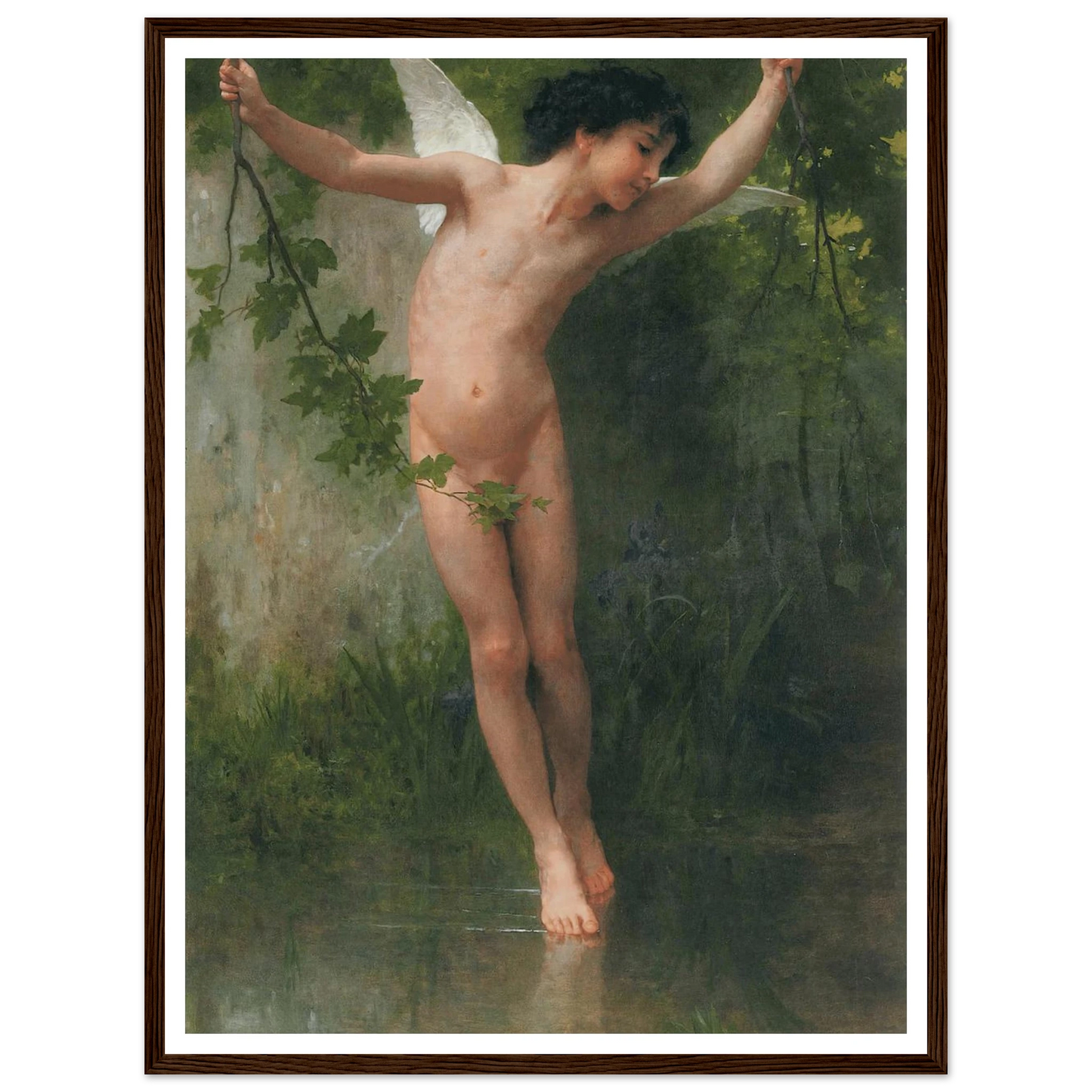 Cupid flying over water (1900) Art Print | William Bouguereau - Framed Poster - 30x40 cm / 12x16″ - Black frame