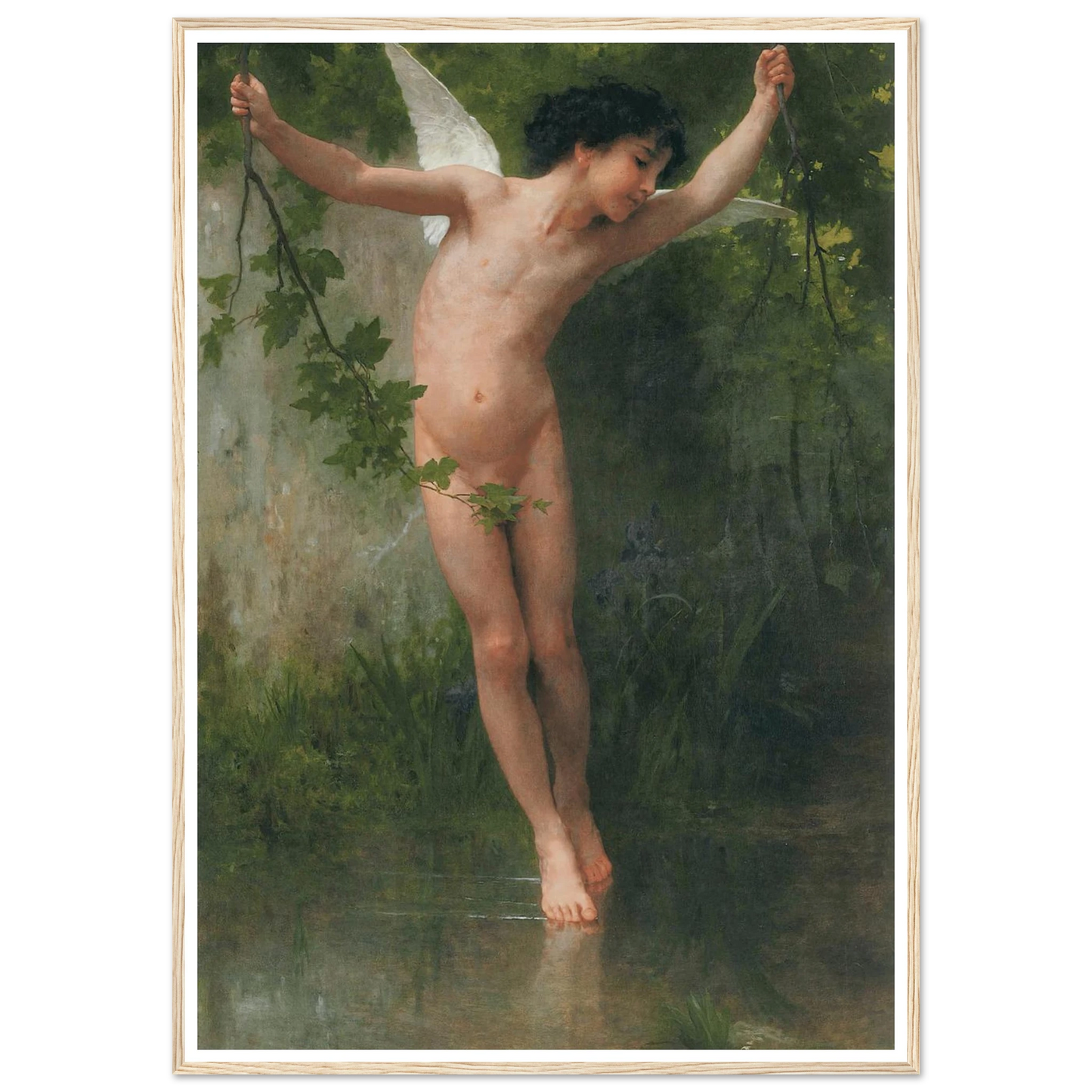 Cupid flying over water (1900) Art Print | William Bouguereau - Framed Poster - 30x40 cm / 12x16″ - Black frame