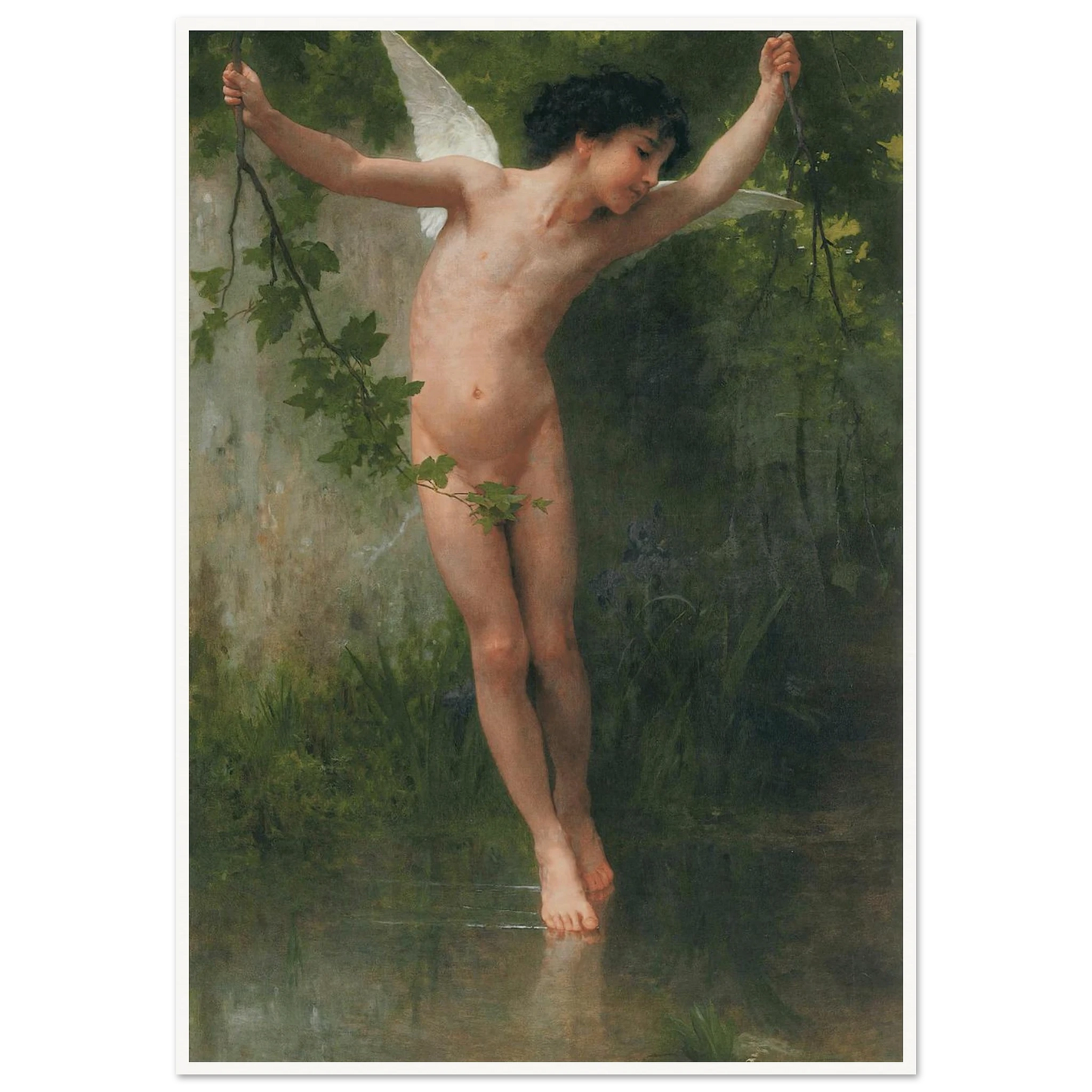 Cupid flying over water (1900) Art Print | William Bouguereau - Framed Poster - 30x40 cm / 12x16″ - Black frame
