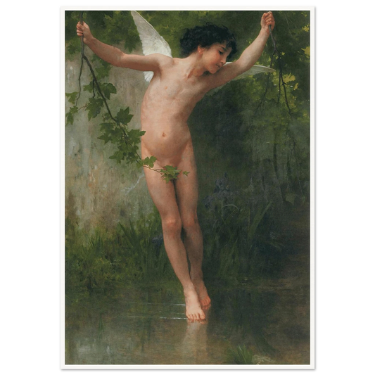Cupid flying over water (1900) Art Print | William Bouguereau - Framed Poster - 30x40 cm / 12x16″ - Black frame