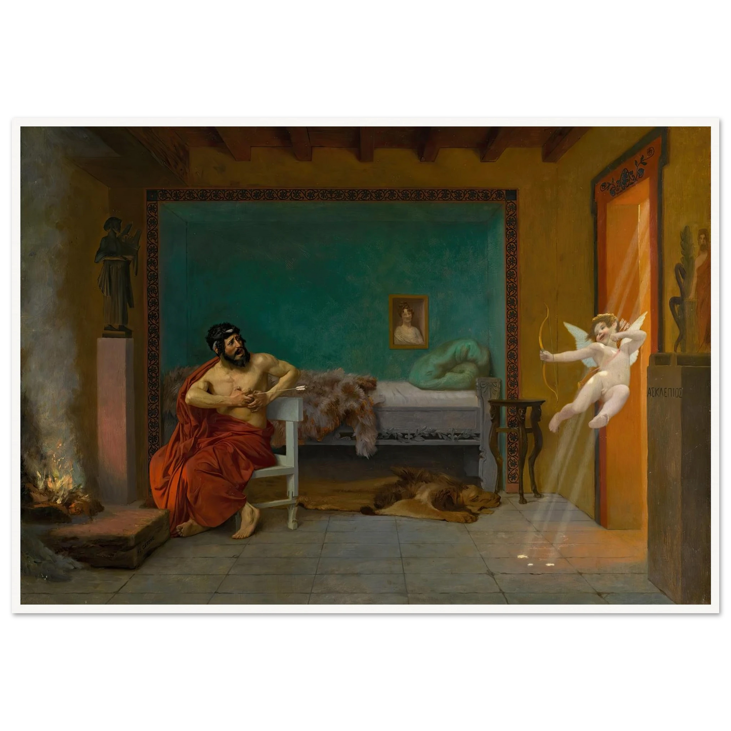 Cupid Runs out the Door Art Print | Jean Leon Gerome - Framed Poster - 30x40 cm / 12x16″ - Black frame
