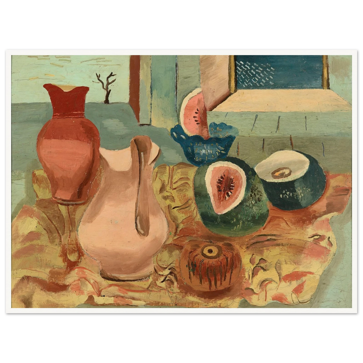 Cut melons (circa 1931) Art Print | Frances Hodgkins - Framed Poster - 30x40 cm / 12x16″ - Black frame