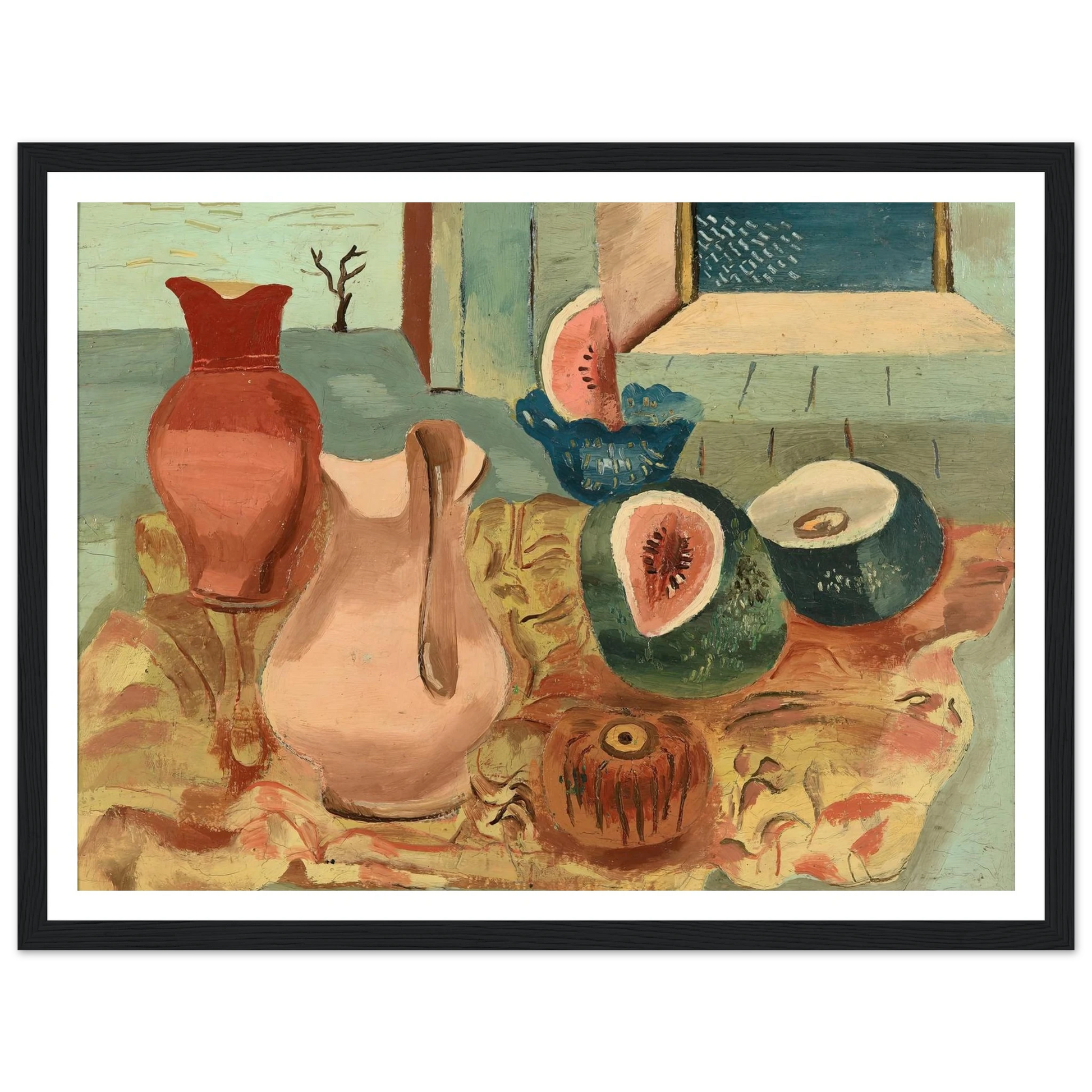 Cut melons (circa 1931) Art Print | Frances Hodgkins - Framed Poster - 30x40 cm / 12x16″ - Black frame