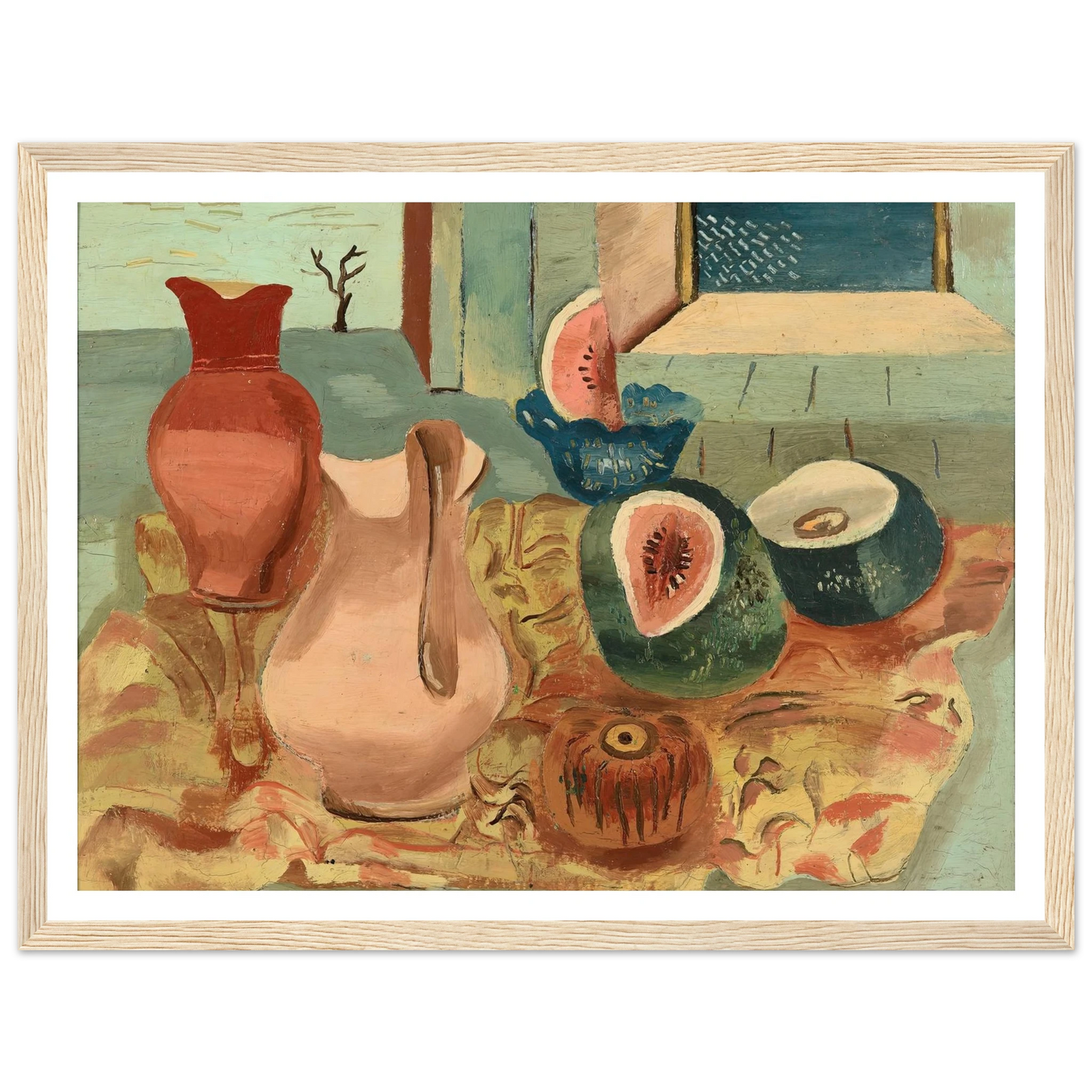 Cut melons (circa 1931) Art Print | Frances Hodgkins - Framed Poster - 30x40 cm / 12x16″ - Black frame