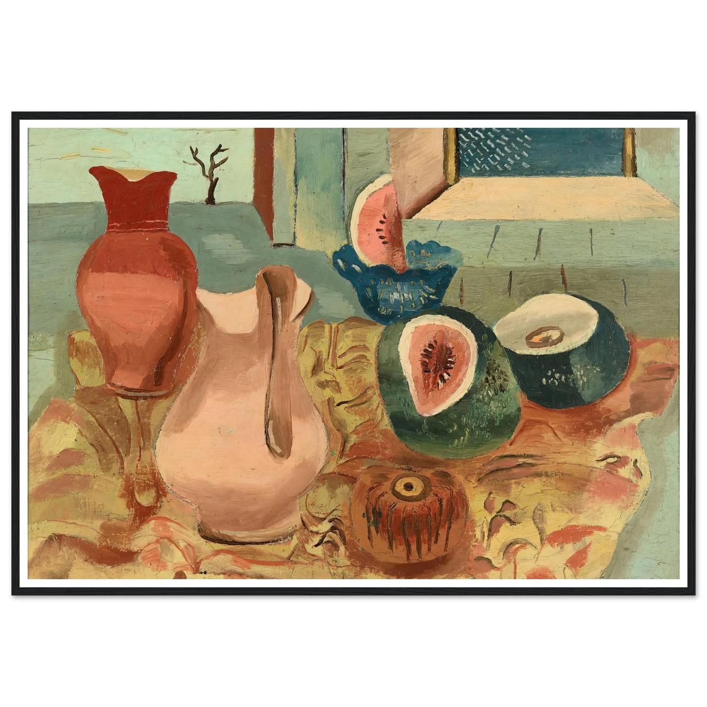Cut melons (circa 1931) Art Print | Frances Hodgkins - Framed Poster - 30x40 cm / 12x16″ - Black frame