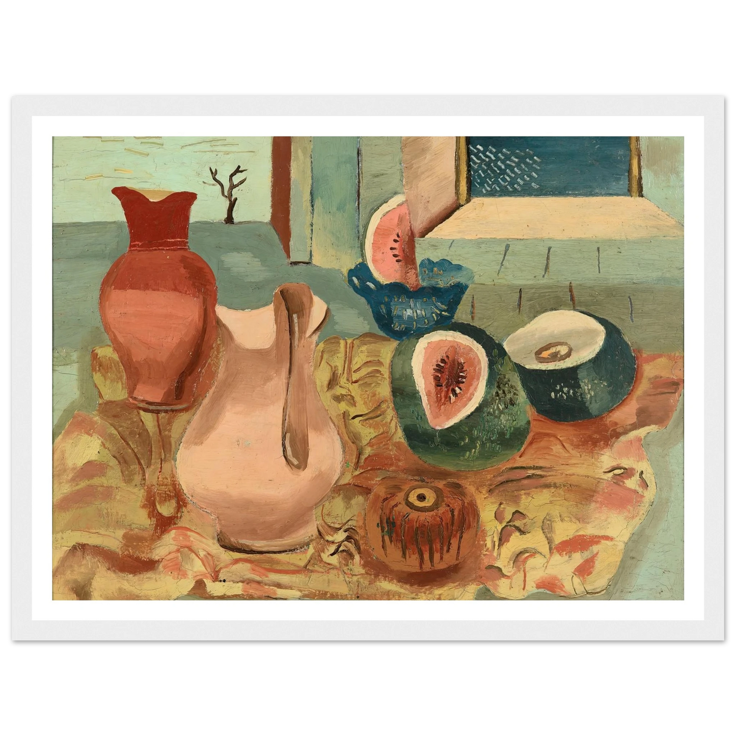 Cut melons (circa 1931) Art Print | Frances Hodgkins - Framed Poster - 30x40 cm / 12x16″ - Black frame