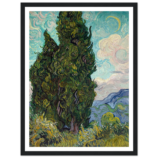 Cypresses (1889) Art Print | Vincent van Gogh - Framed Poster - 30x40 cm / 12x16″ - Black frame
