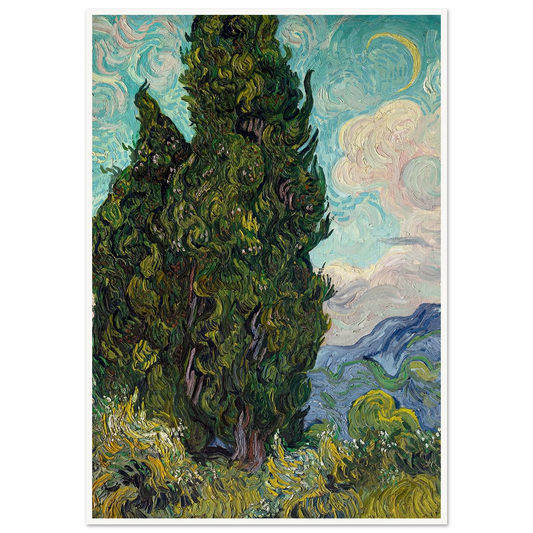 Cypresses (1889) Art Print | Vincent van Gogh - Framed Poster - 30x40 cm / 12x16″ - Black frame