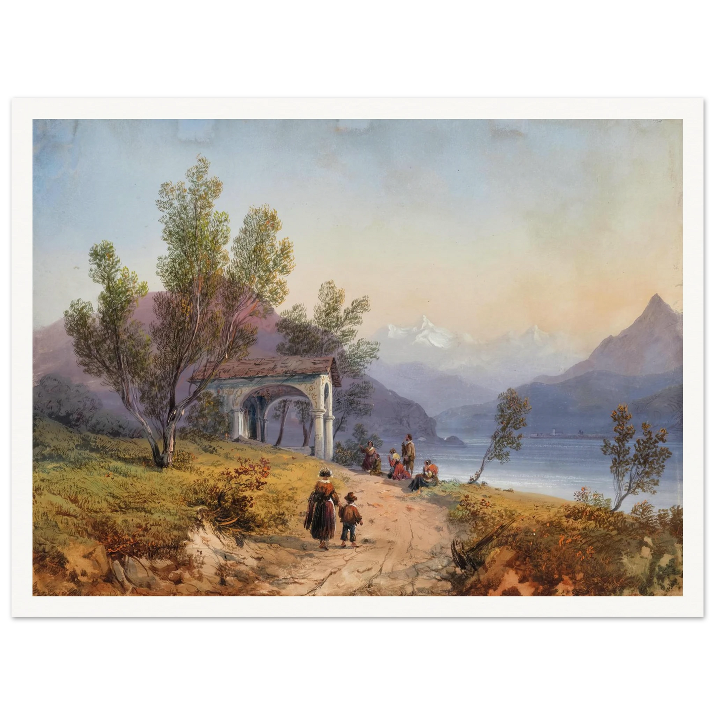 Prayer on the Shore of Lake Maggiore (1849) Art Print | Carlo Bossoli-Quipham Collections