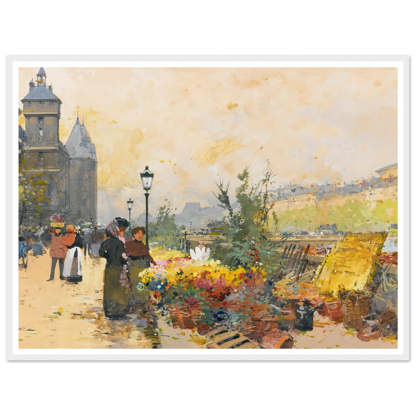 Le Marché Des Fleurs À La Cité Art Print | Eugene Galien Laloue-Quipham Collections