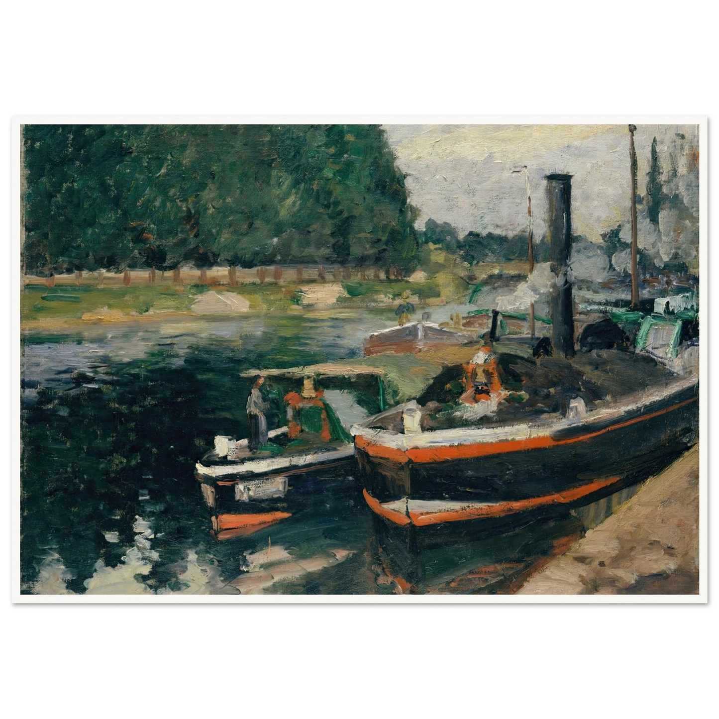 Barges at Pontoise (1876) Art Print | Camille Pissarro-Quipham Collections