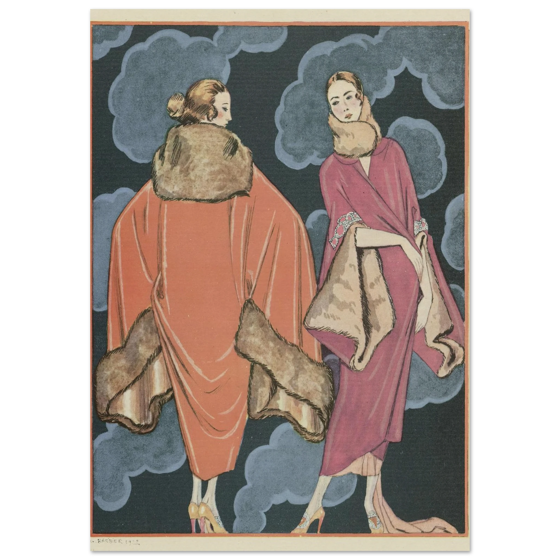Deux heures du matin; Manteaux, de Worth (1923) Art Print | George Barbier-Quipham Collections