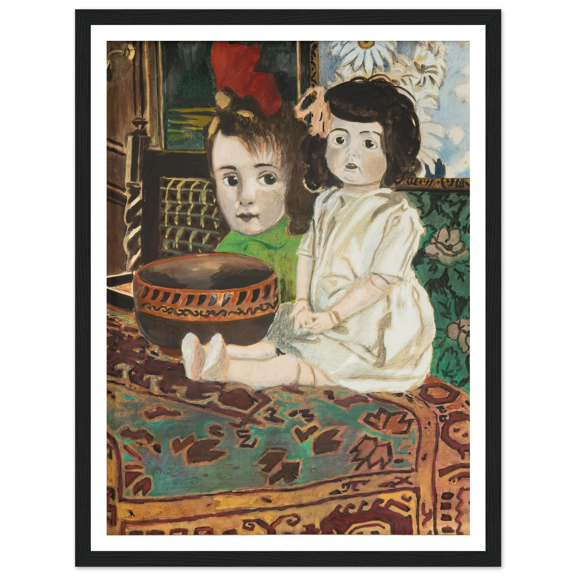 Petite fille à la poupée dans l’intérieur du peintre (1924) Art Print | Leon Spilliaert-Quipham Collections