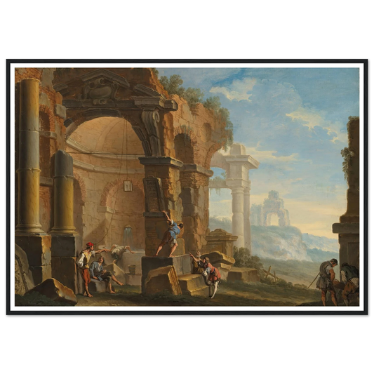 A capriccio with figures conversing by classical ruins Art Print | Sebastiano Ricci-Quipham Collections
