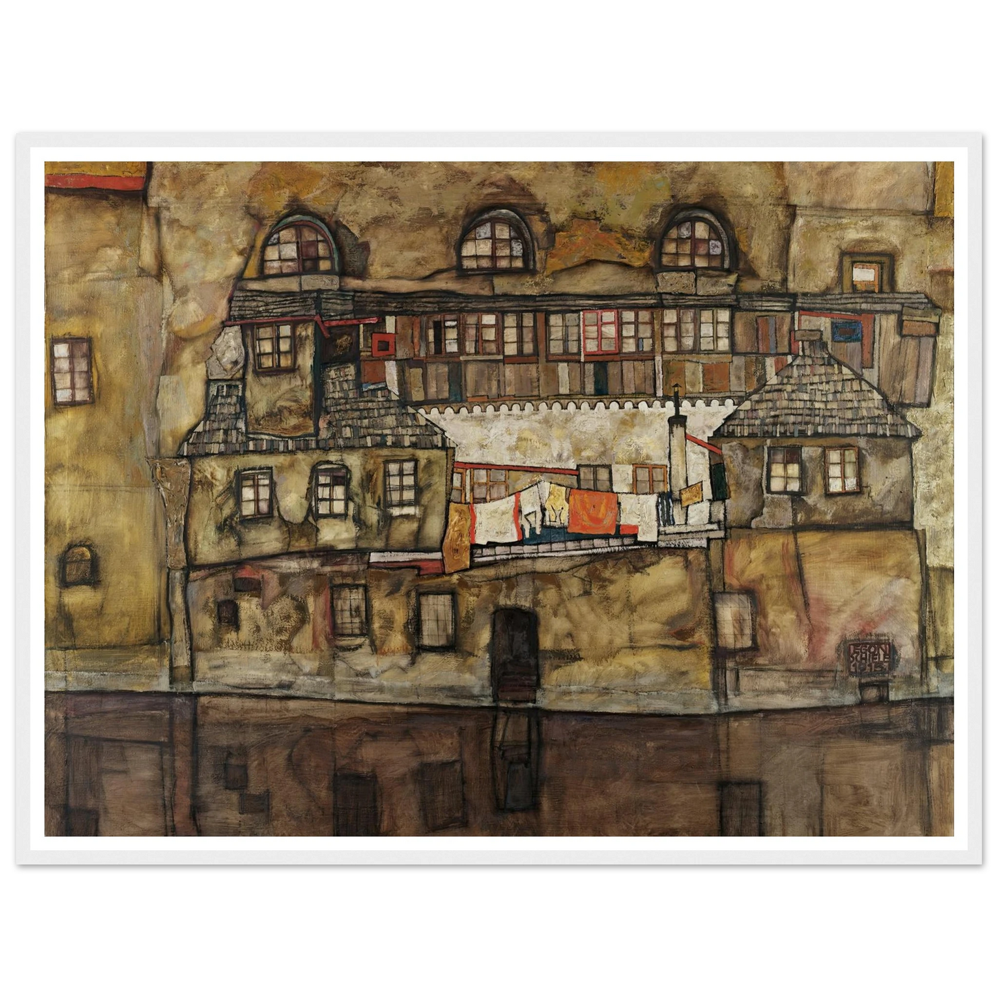 House Wall on the River (1915) Art Print | Egon Schiele-Quipham Collections