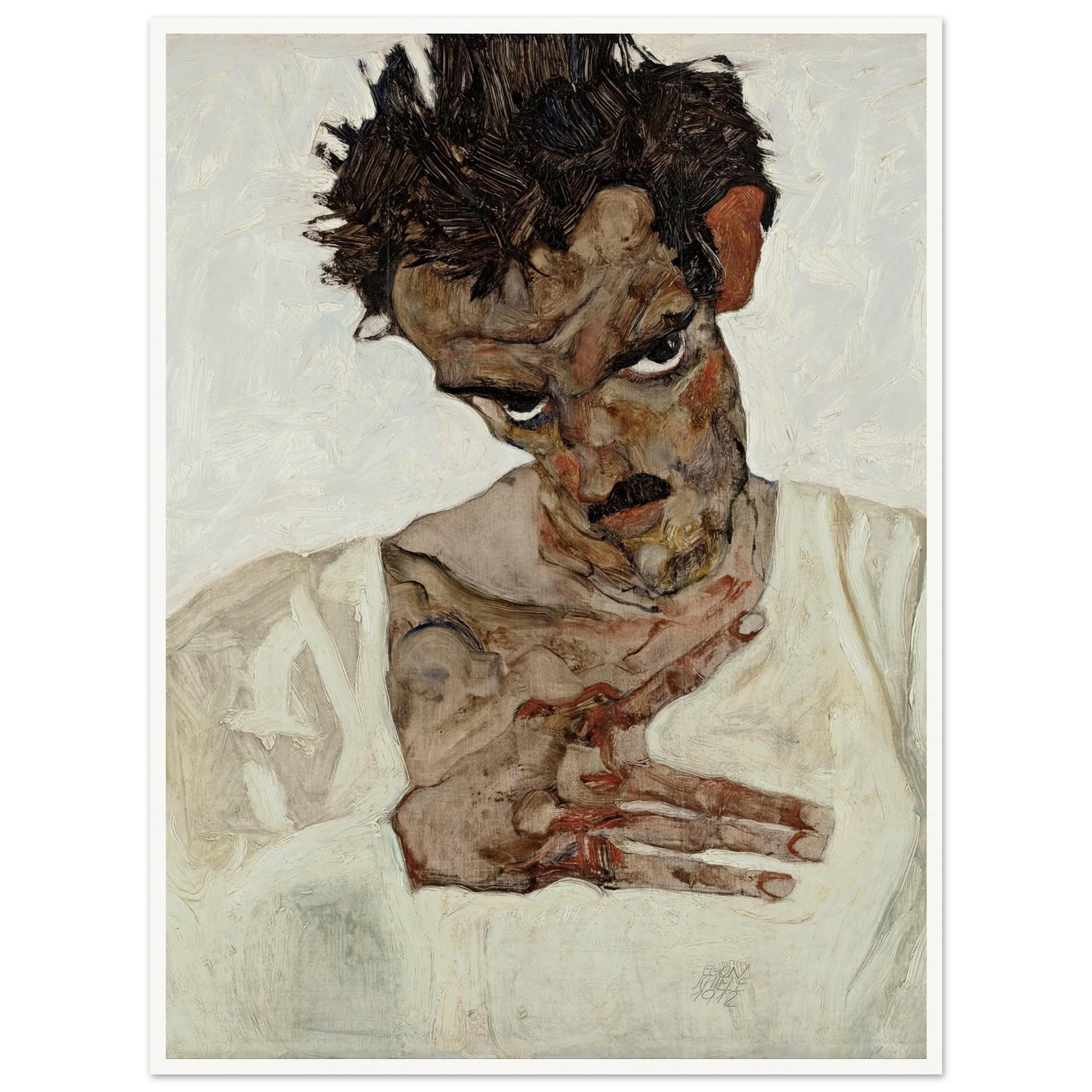 Self-Portrait With Lowered Head (1912) Art Print | Egon Schiele-Quipham Collections