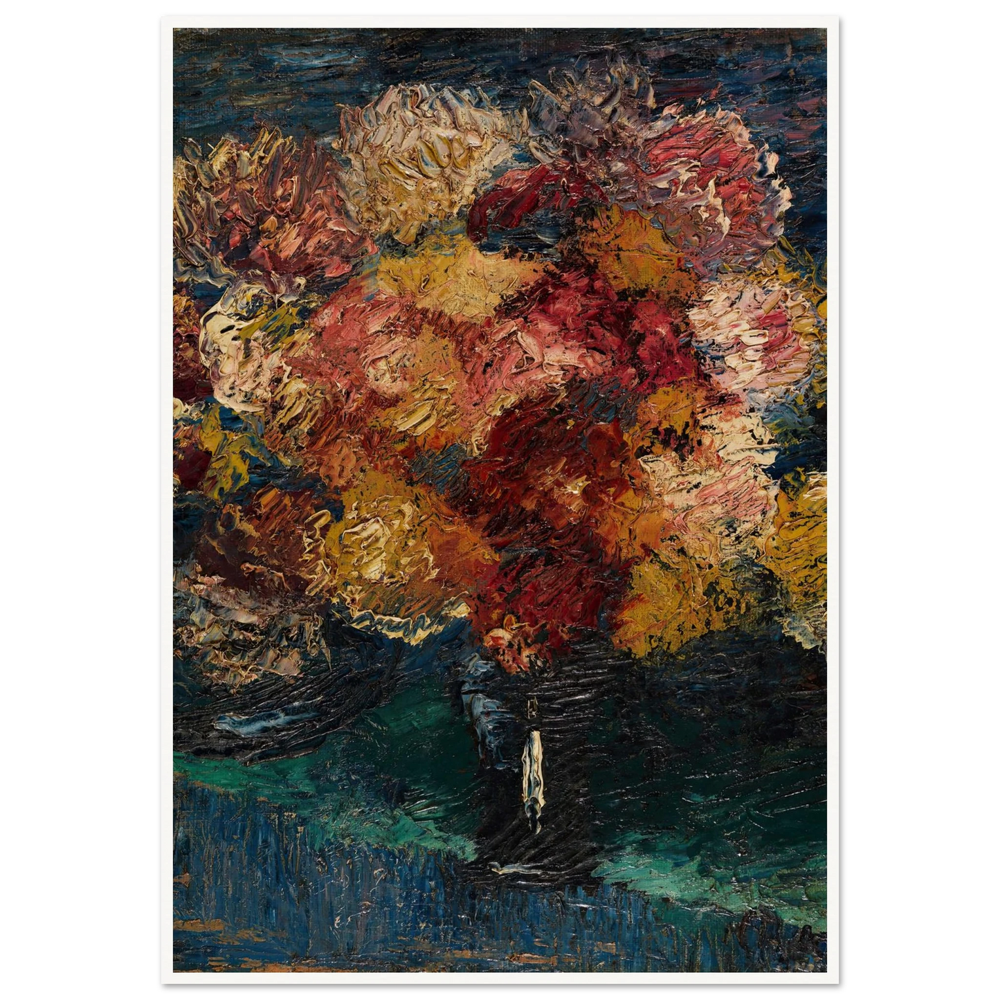 Chrysanthemen und Astern in blauer Vase (1910) Art Print | Christian Rohlfs-Quipham Collections