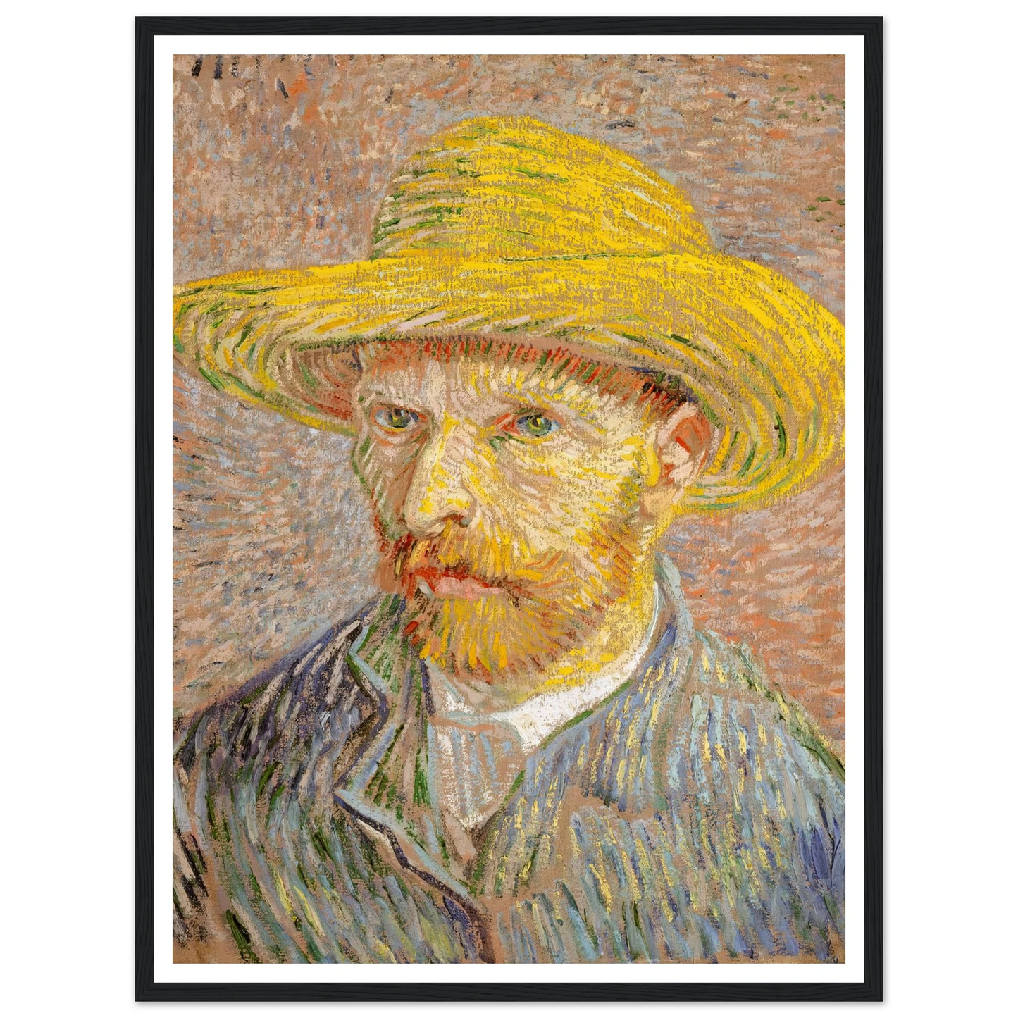 Self-Portrait with a Straw Hat (1887) Art Print | Vincent van Gogh-Quipham Collections