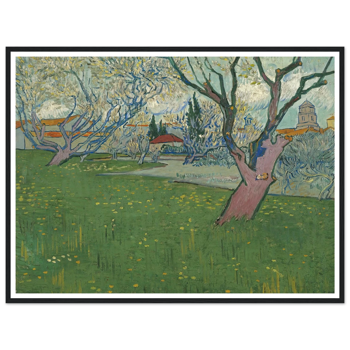 Orchards in blossom, view of Arles (1889) Art Print | Vincent van Gogh-Quipham Collections