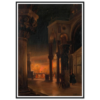 Karneval am Markusplatz in Venedig bei Nacht (1887) Art Print | Josef Hoffmann-Quipham Collections