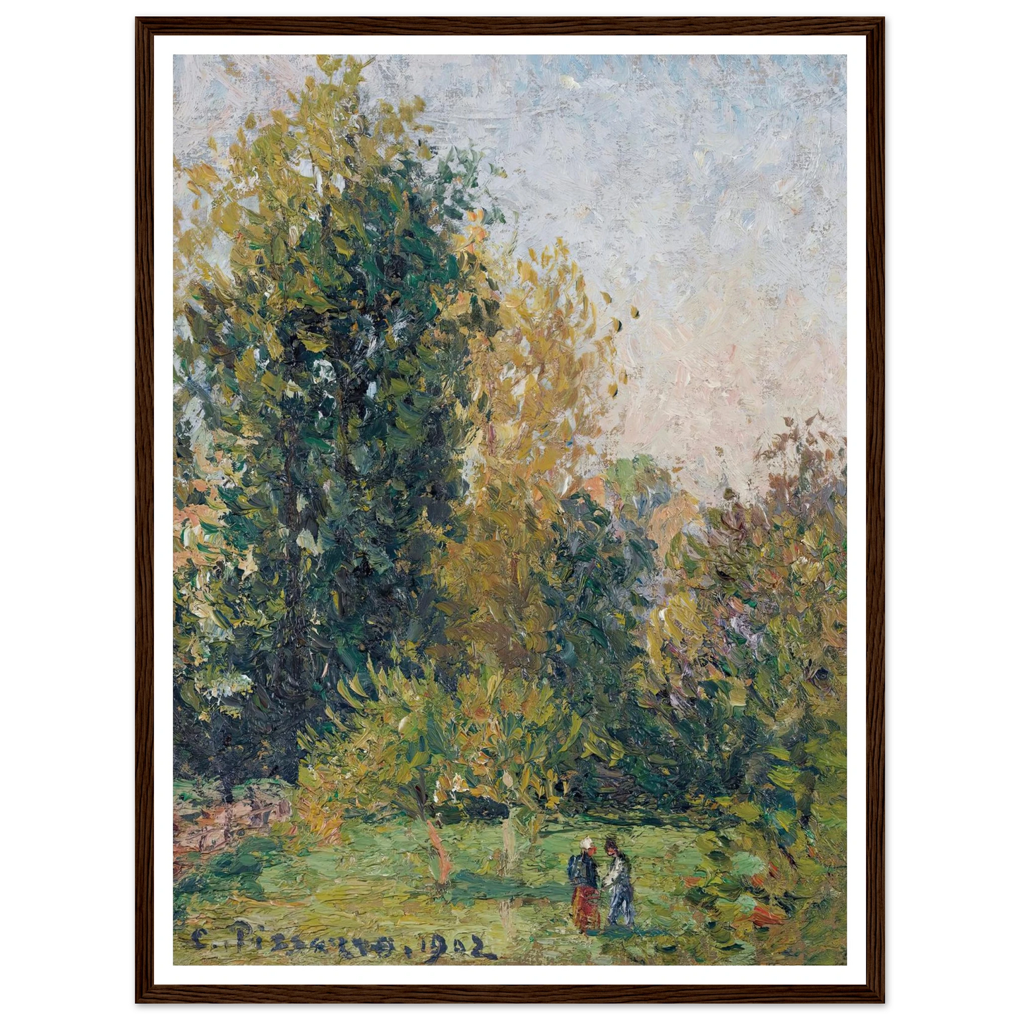 Paysage Avec Deux Personnages, Éragny, Automne (1902) Art Print | Camille Pissarro-Quipham Collections